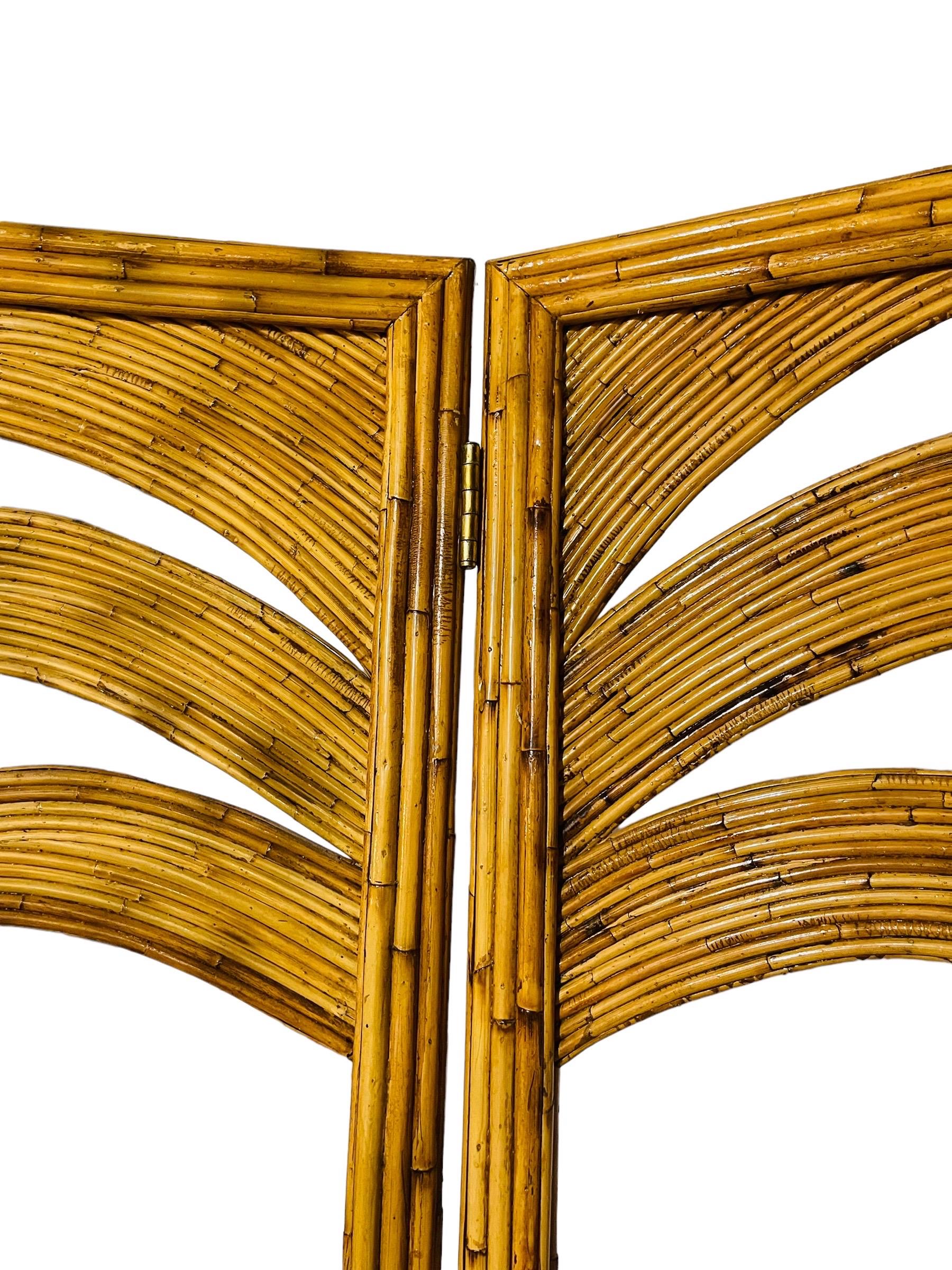 Vivai del Sud Three Panel Bamboo Screen Palm Tree Motif For Sale 5