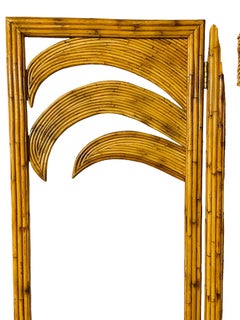 Vivai del Sud Three Panel Bamboo Screen Palm Tree Motif