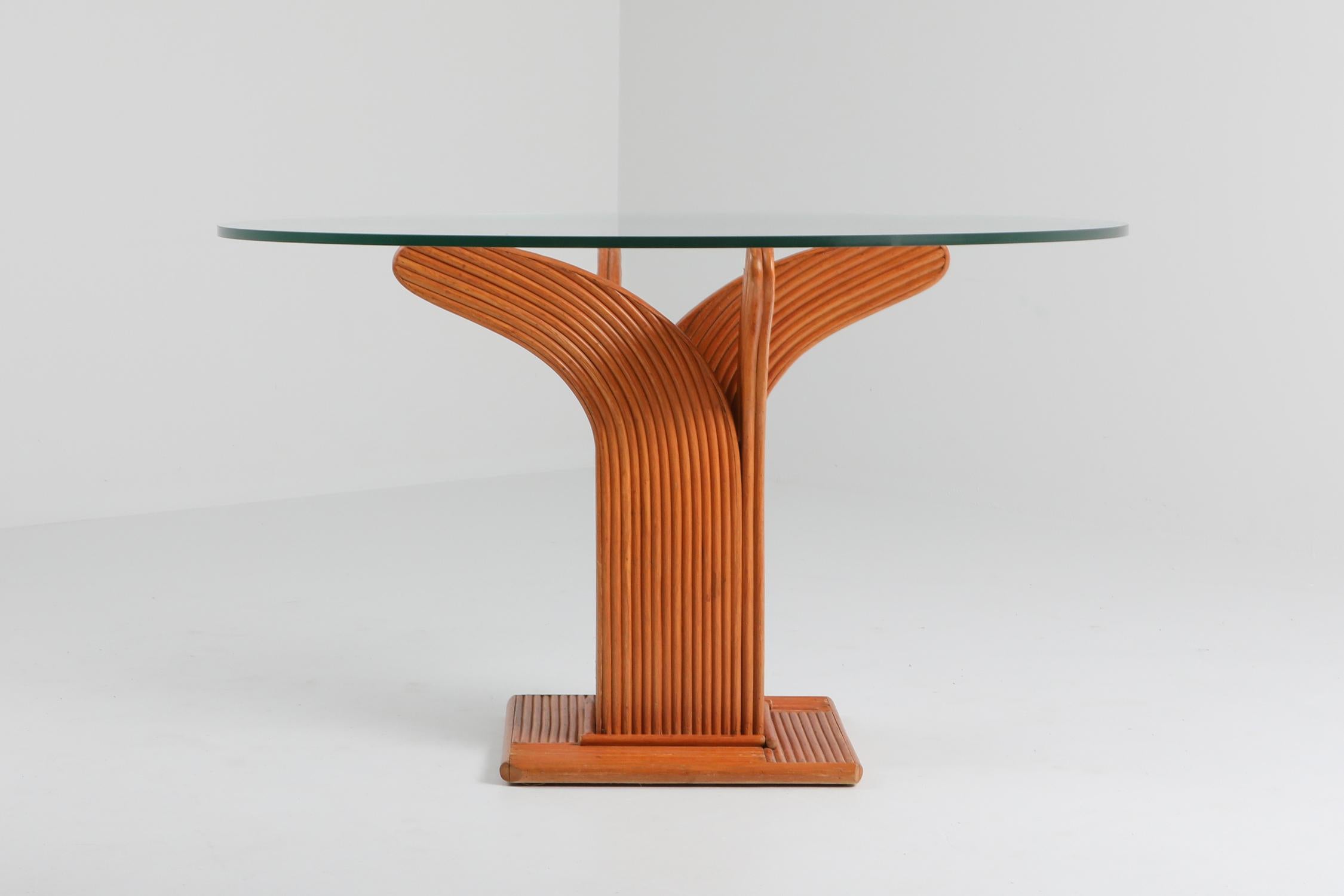 Post-Modern Vivai del Sud Tropicalist Bamboo Rattan Dining Table by Mariani and Purini