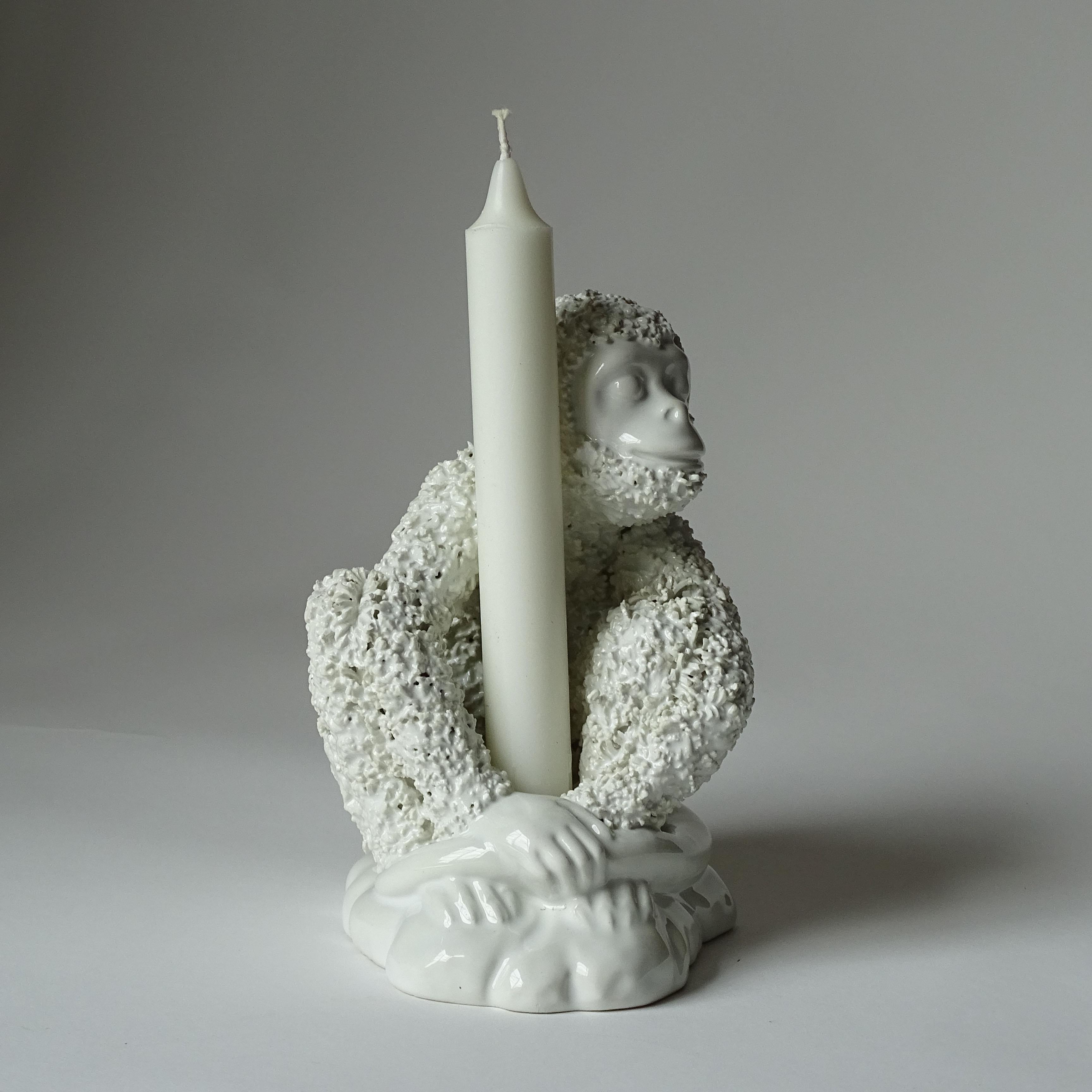 Paolo D'Anna for Vivai Del Sud White Ceramic Monkey Candlestick, 
Italy 1970s
Fully signed.