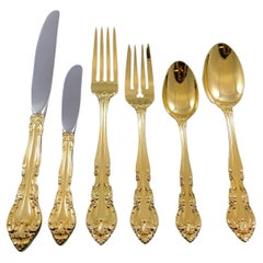 Vivaldi by Alvin Sterling Silver Flatware Set for 6 Service 72 Pcs Vermeil Gold