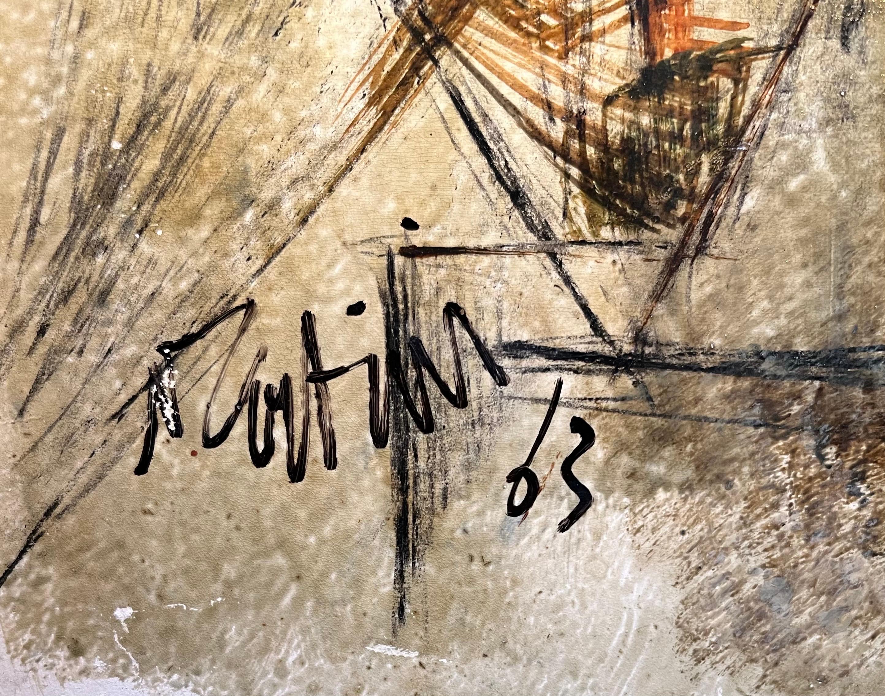 Composizione astratta N°1 di Vivaldo Martini - Olio su tela 70x50 cm in vendita 1