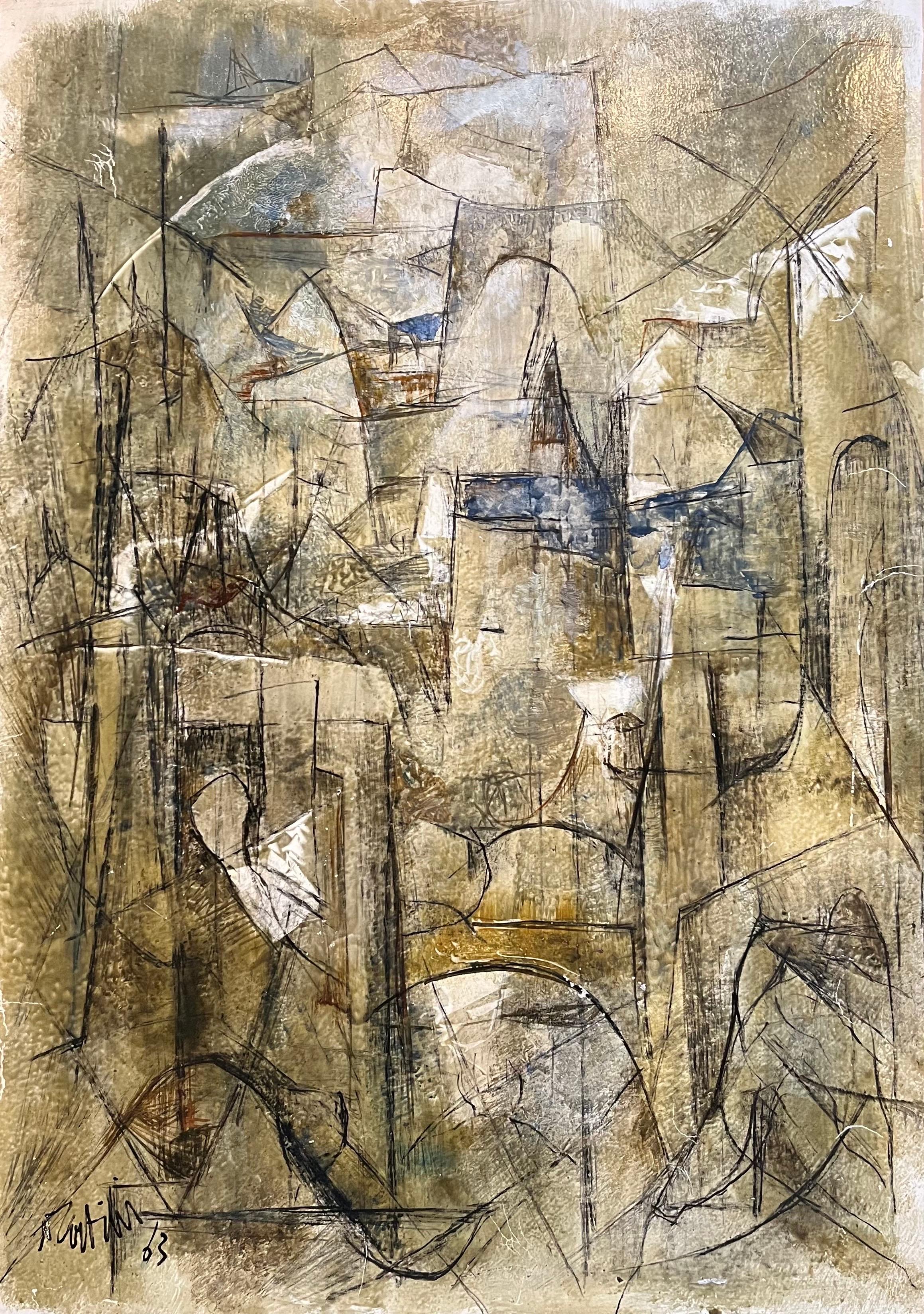 Composición abstracta N°1 de Vivaldo Martini - Óleo sobre lienzo 70x50 cm