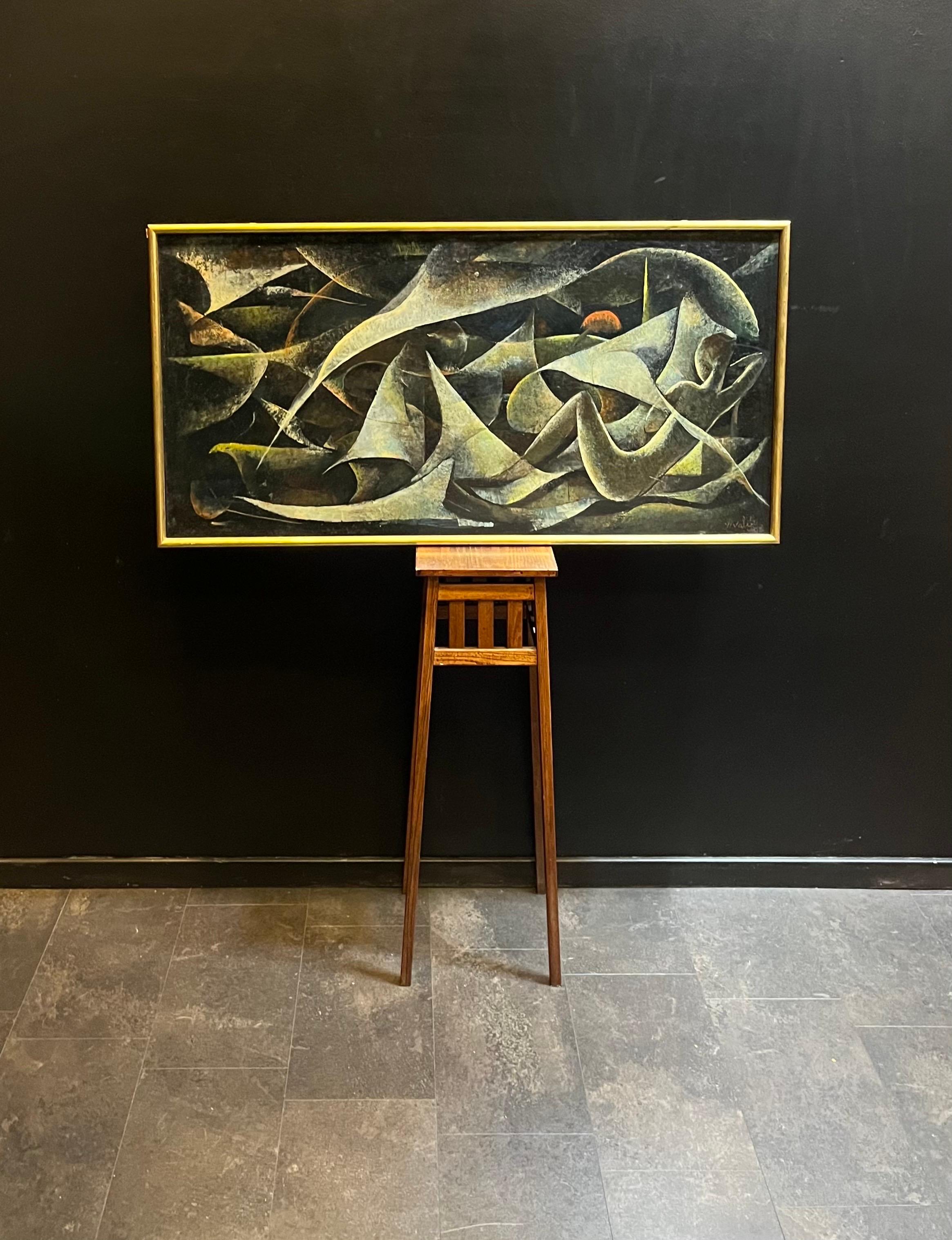 Composizione astratta N°3 di Vivaldo Martini - Olio su masonite 53x106 cm in vendita 9
