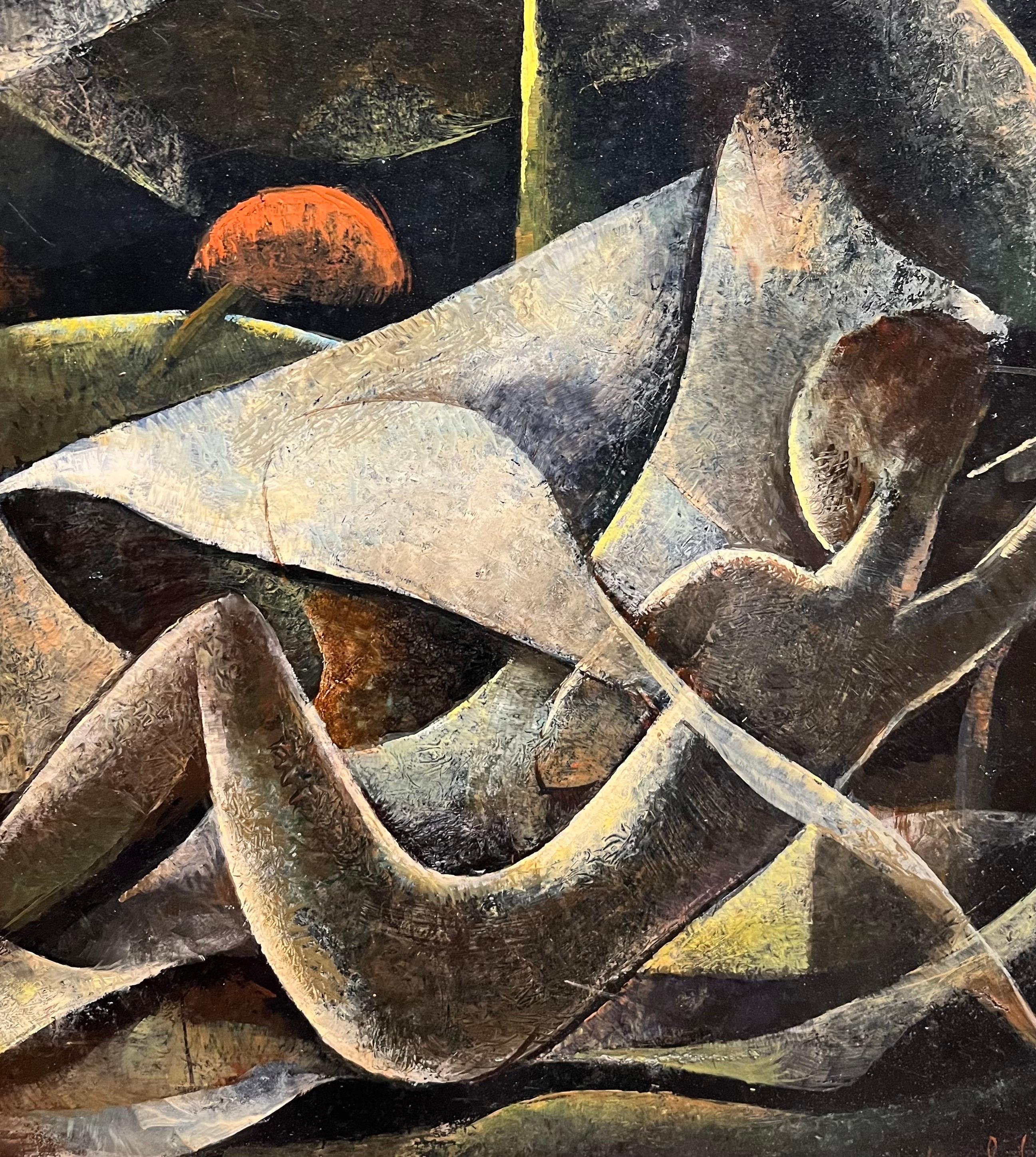 Composizione astratta N°3 di Vivaldo Martini - Olio su masonite 53x106 cm in vendita 2