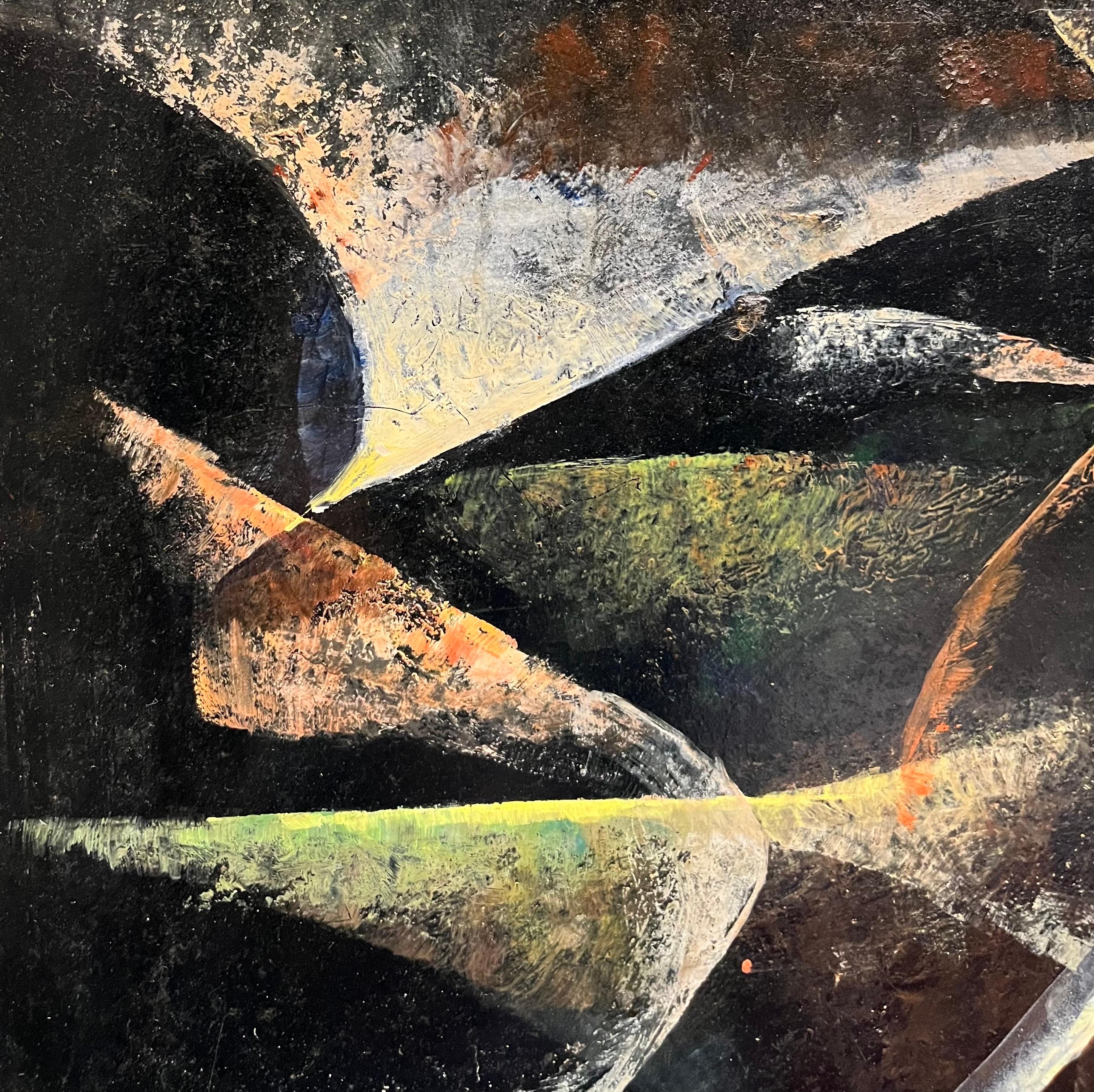 Composizione astratta N°3 di Vivaldo Martini - Olio su masonite 53x106 cm in vendita 3
