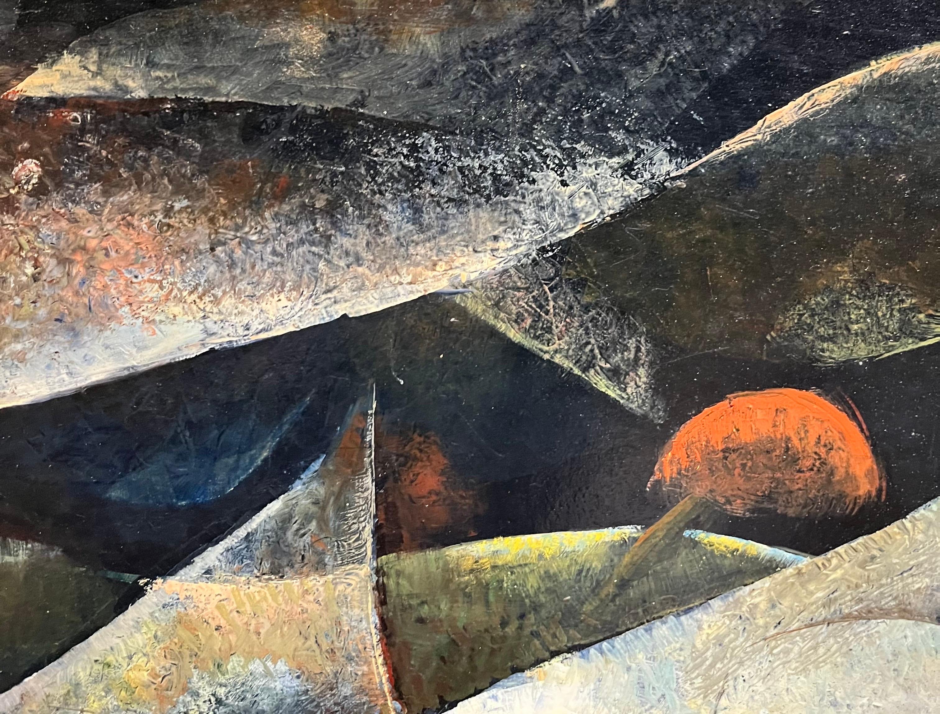 Composizione astratta N°3 di Vivaldo Martini - Olio su masonite 53x106 cm in vendita 5