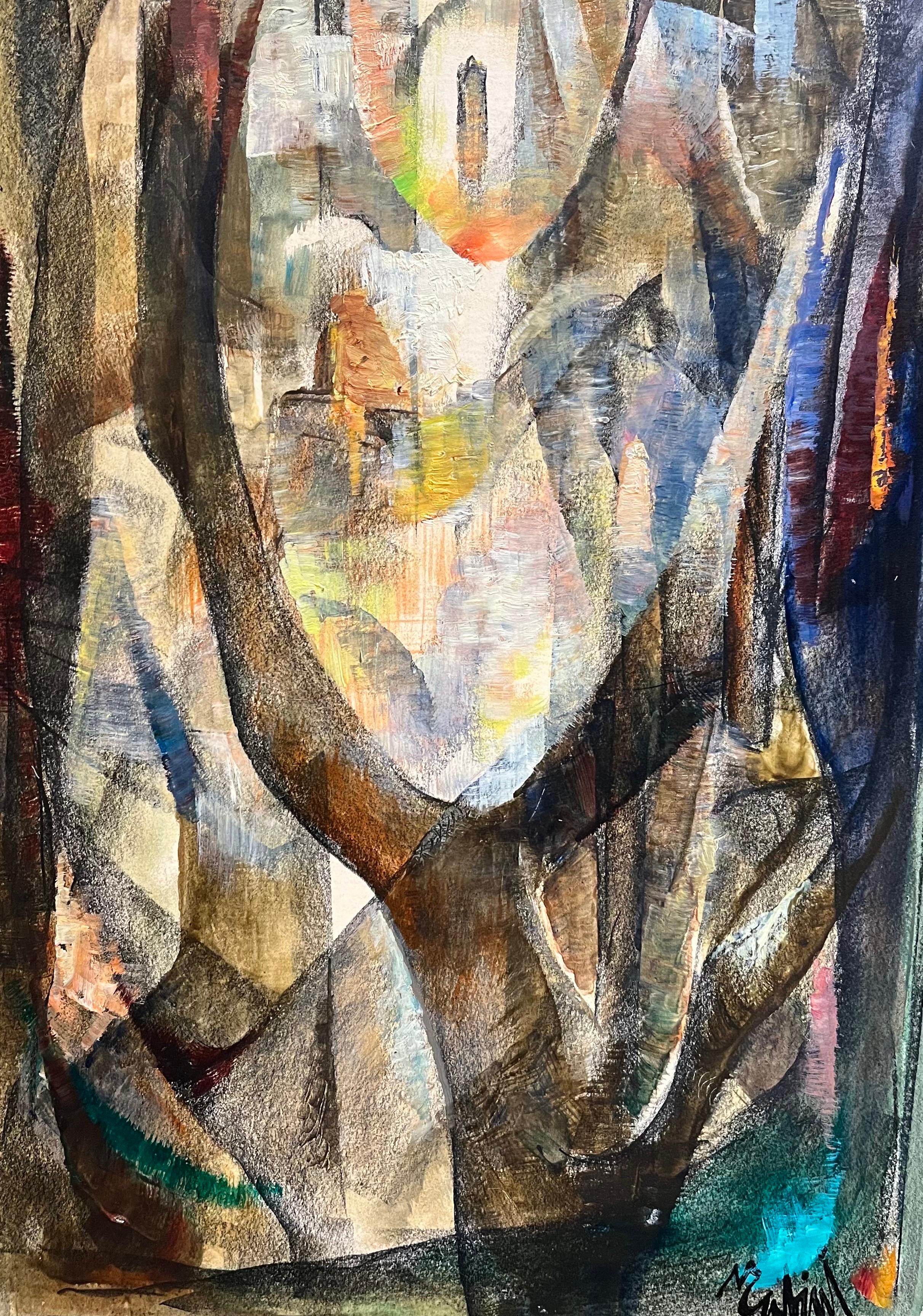 Composizione astratta N°4 di Vivaldo Martini - Olio su tela 73x38 cm in vendita 1