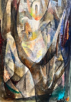 Composizione astratta N°4 di Vivaldo Martini - Olio su tela 73x38 cm