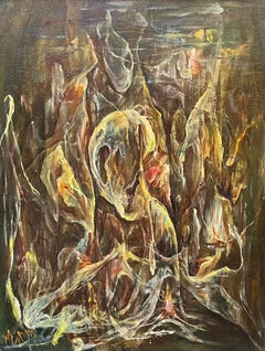 Composition abstraite N°5 de Vivaldo Martini - Huile sur toile 55x42 cm