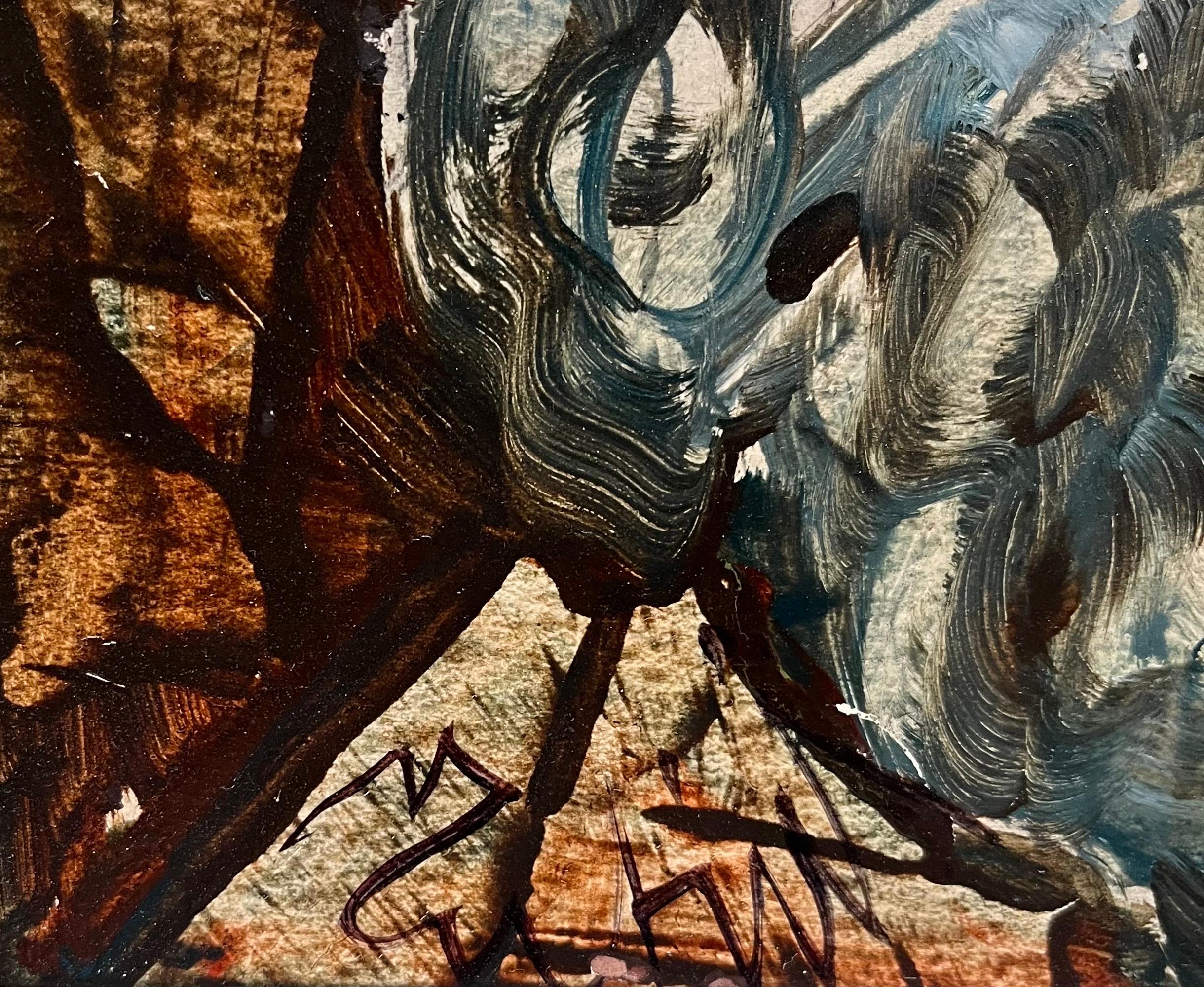 Payaso y bailarina de Vivaldo Martini - Óleo sobre lienzo 50x61 cm en venta 4