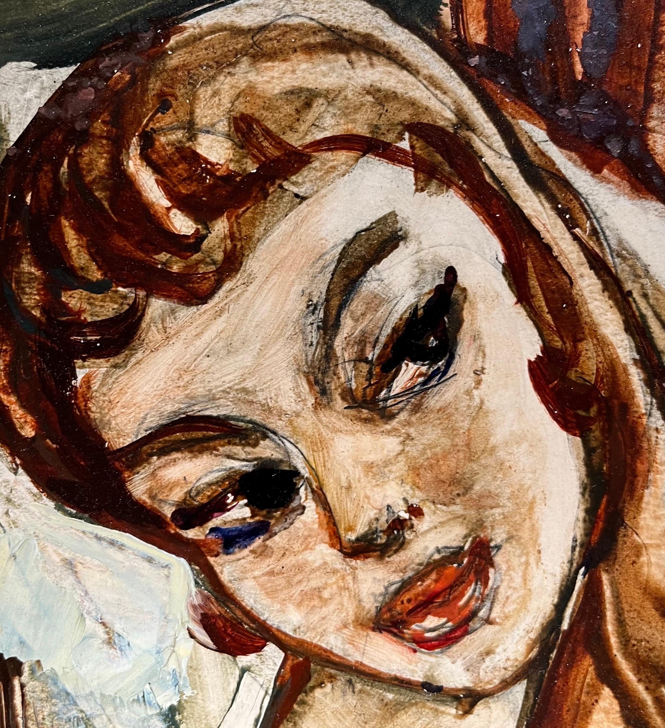 Payaso y bailarina de Vivaldo Martini - Óleo sobre lienzo 50x61 cm en venta 6