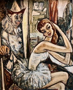 Clown and Ballerina by Vivaldo Martini - Oil on canvas 50x61 cm
