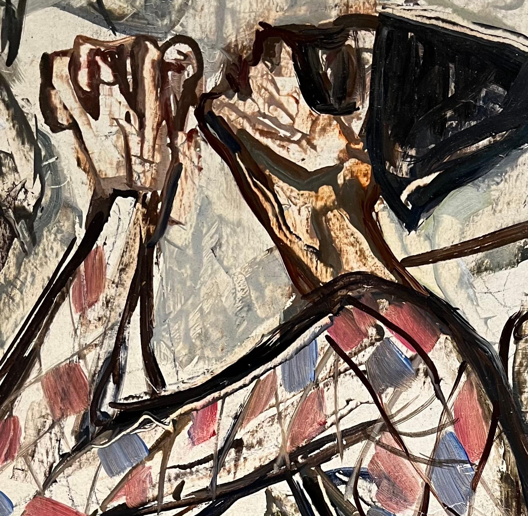 Harlequin and Ballerina by Vivaldo Martini - Oil on canvas 55x41 cm For Sale 4