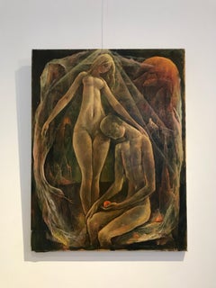 The snake and the apple by Vivaldo Martini - Oil on canvas 50x65 cm