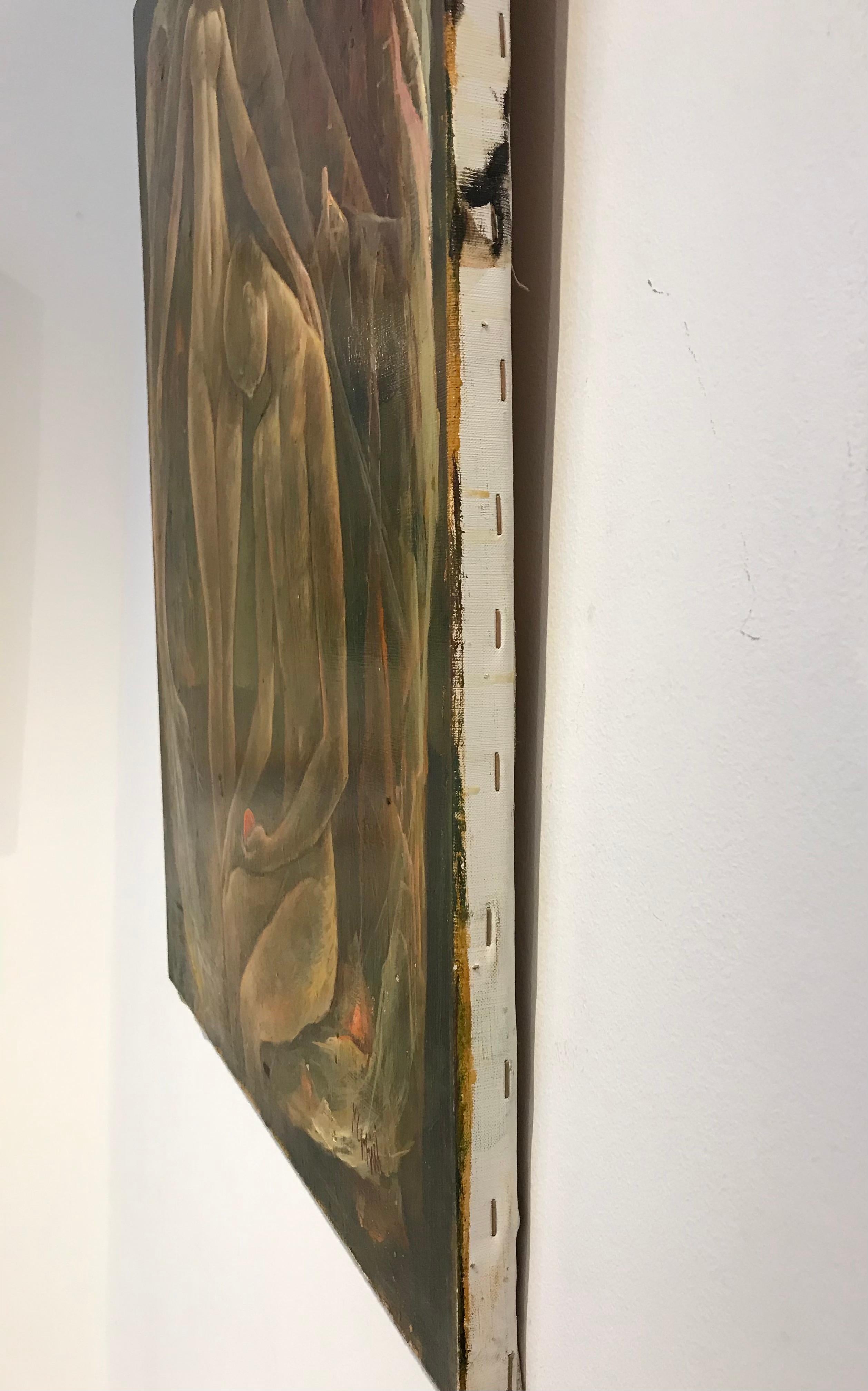 Le serpent et la pomme de Vivaldo Martini - Huile sur toile 50x65 cm en vente 5