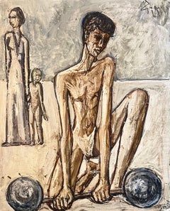 Weightlifter by Vivaldo Martini - Oil on canvas 50x60 cm