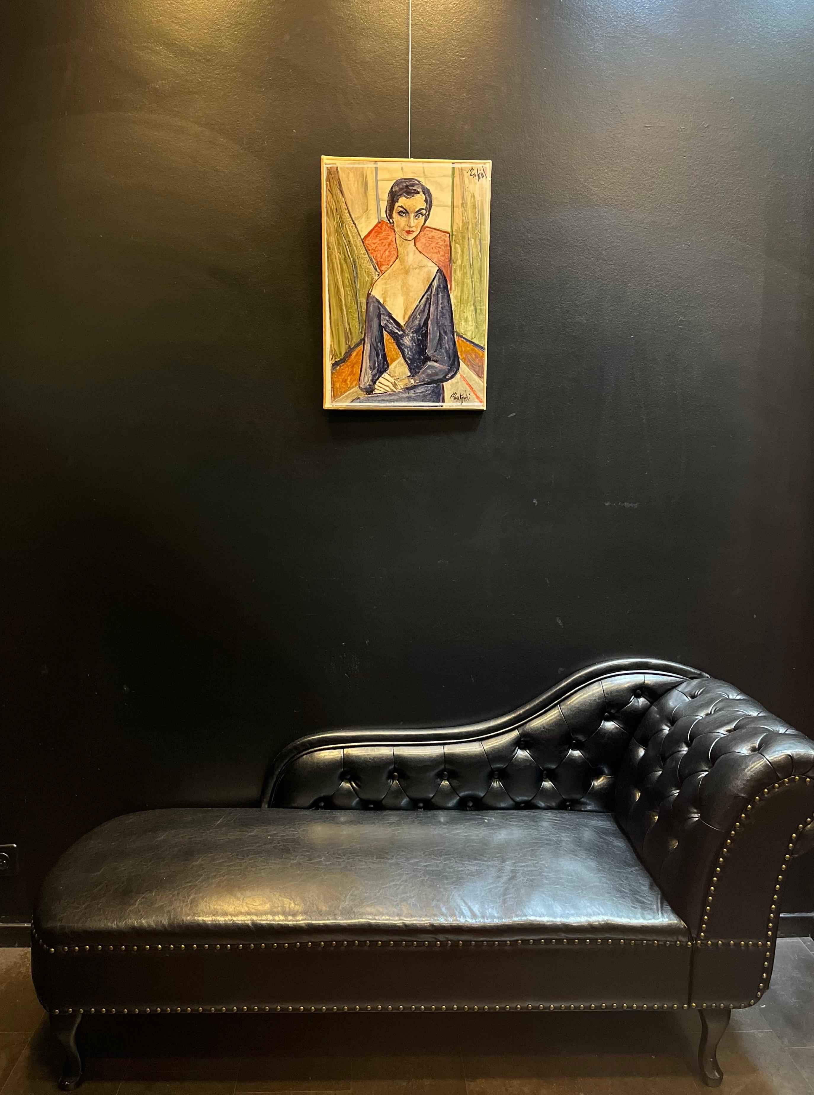 Woman Portrait by Vivaldo Martini - Oil on canvas 60x41 cm For Sale 10