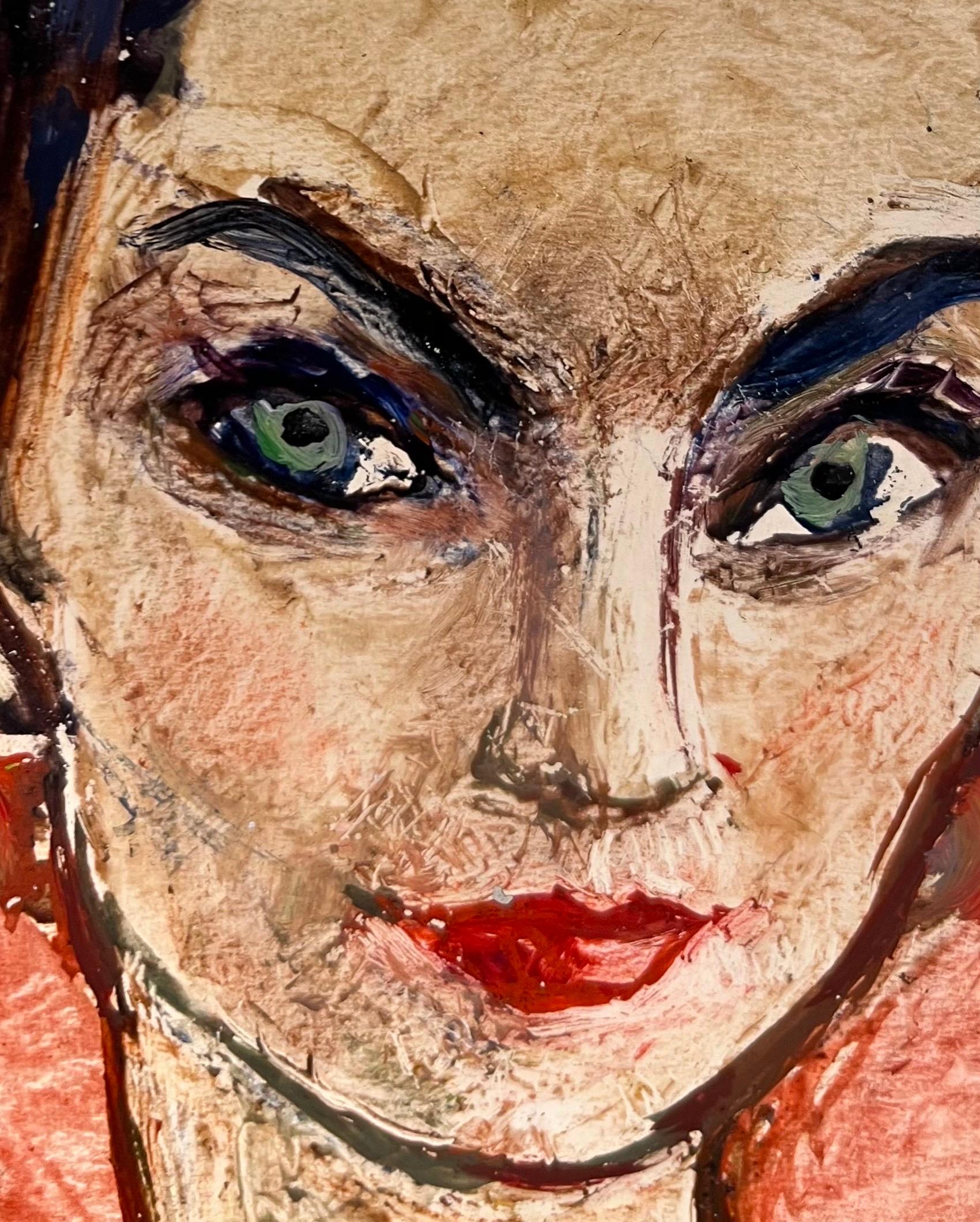 Woman Portrait by Vivaldo Martini - Oil on canvas 60x41 cm For Sale 2