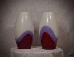 Vivarini La Formia Murano Art Glass Violet Red and White Vase, 1980
