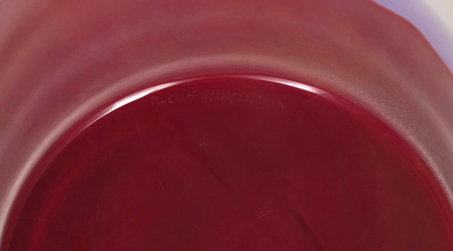 Vivarini La Formia Murano Art Glass Violet Red and White Vase, 1980 In Good Condition For Sale In Rome, IT