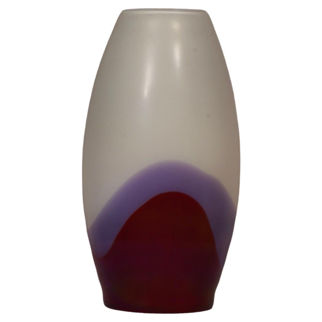 Vivarini La Formia Murano Art Glass Violet Red and White Vase, 1980 For Sale