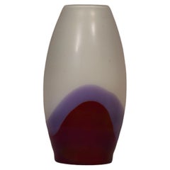 Vintage Vivarini La Formia Murano Art Glass Violet Red and White Vase, 1980