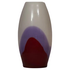 Vase en verre d'art de Murano, Vivarini La Formia Murano, rouge violet et blanc, 1980