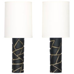 Vivarini Tischlampen aus Muranoglas mit schwarzem Giraffen-Muster
