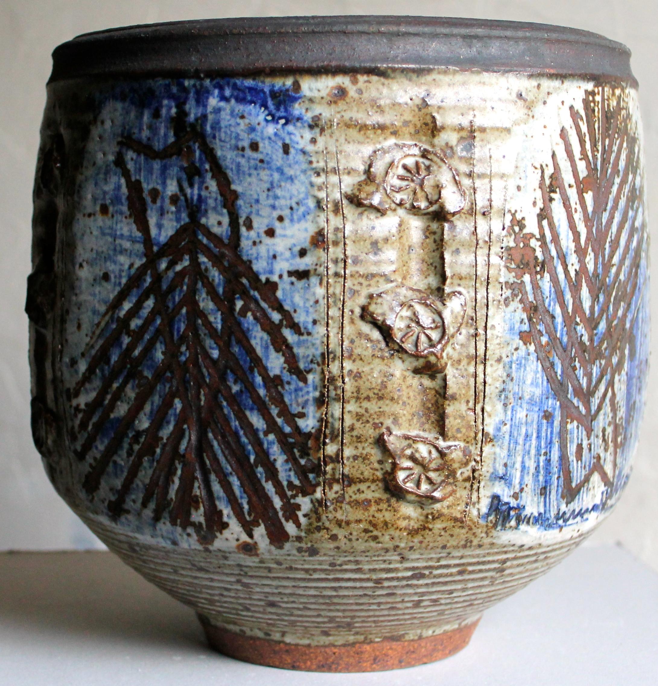 Brutalist Viveka and Otto Heino Large Hand Thrown Ceramic Bowl