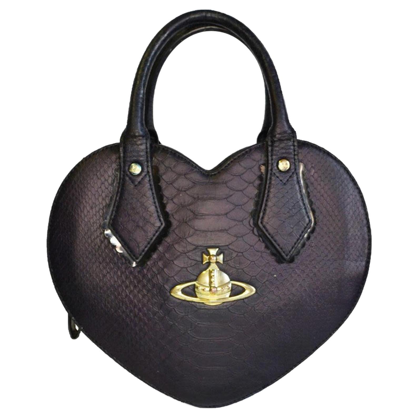 Vintage Vivienne Westwood Heart Chancery Black Croc Bag - Vinted