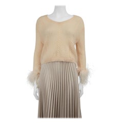 Vivetta Beige Mohair Feather Trimmed Jumper Size L