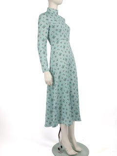 Vivetta Blue Floral Print Long Sleeve Maxi Dress Size XS