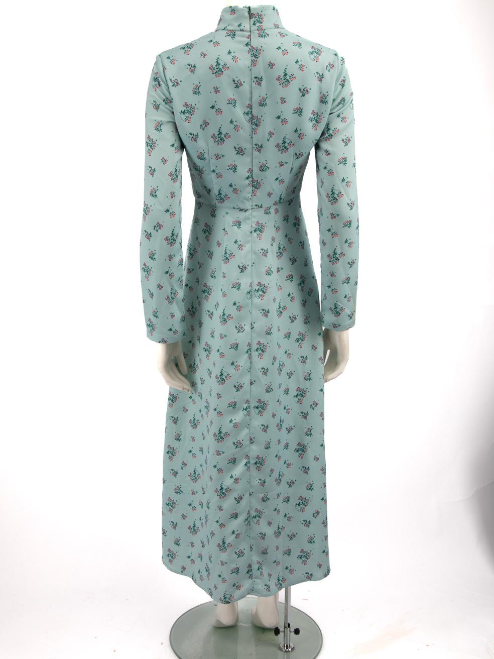 Vivetta Blaues langärmeliges Maxikleid mit Blumendruck Größe XS (Grau) im Angebot