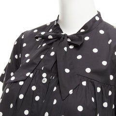 VIVETTA Kids black white cotton blend polka dot ruffle logo trim sundress 14Y XS