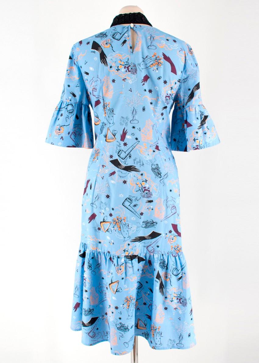 Blue Vivetta Printed Drop Waist Dress US 4