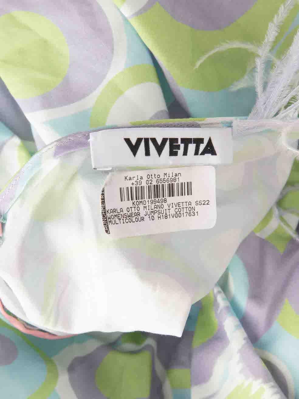 VIVETTA Tuta con motivo stampato e rifiniture in piume taglia S In condizioni ottime in vendita a London, GB