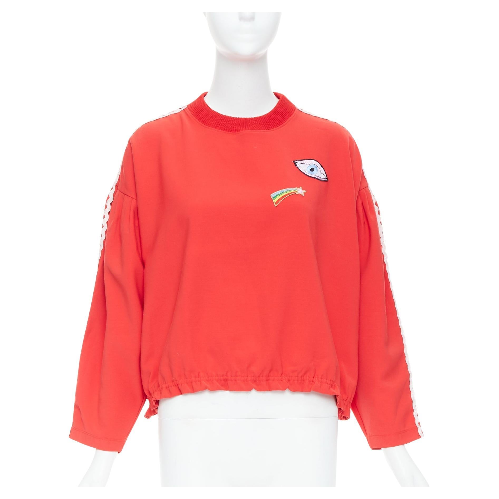 VIVETTA red eye rainbow embroidered badges trimmed pullover IT38 XS