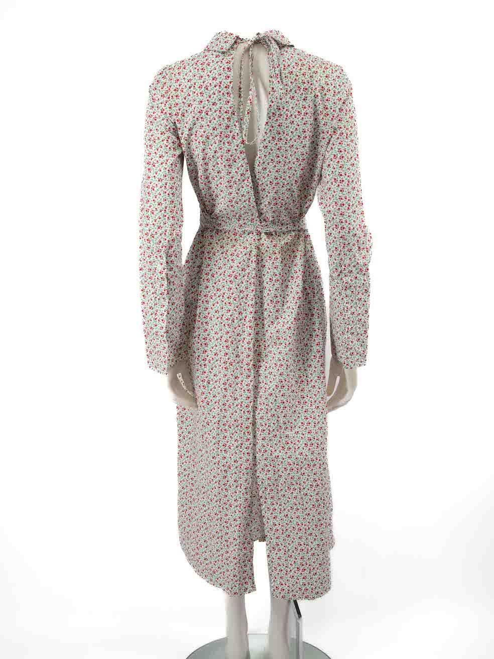 Beige Vivetta Rose Pattern Midi Dress Size S