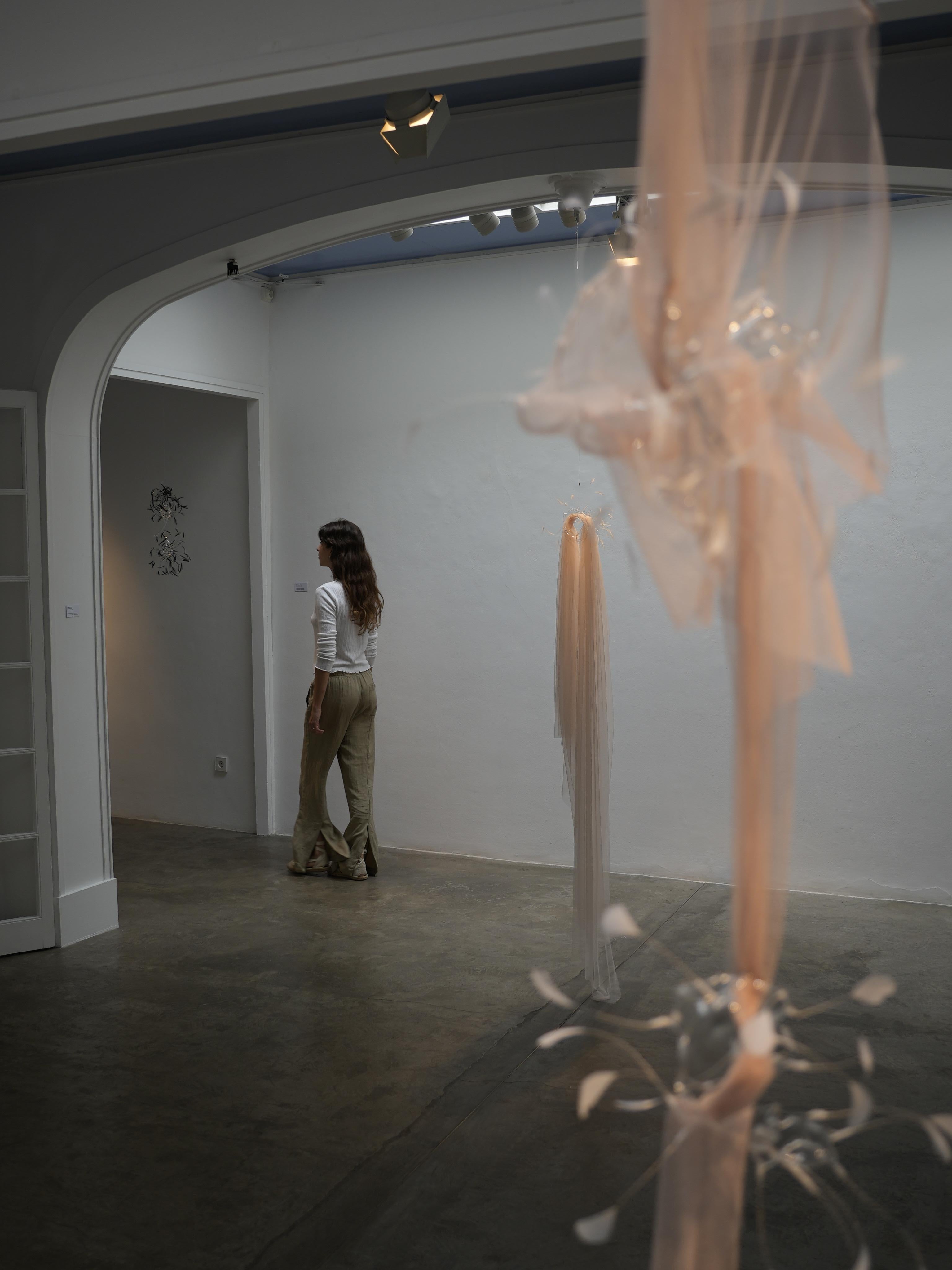 Contemporary Feather, Glass and Textile Installation by Vivian Alarcón For Sale 5