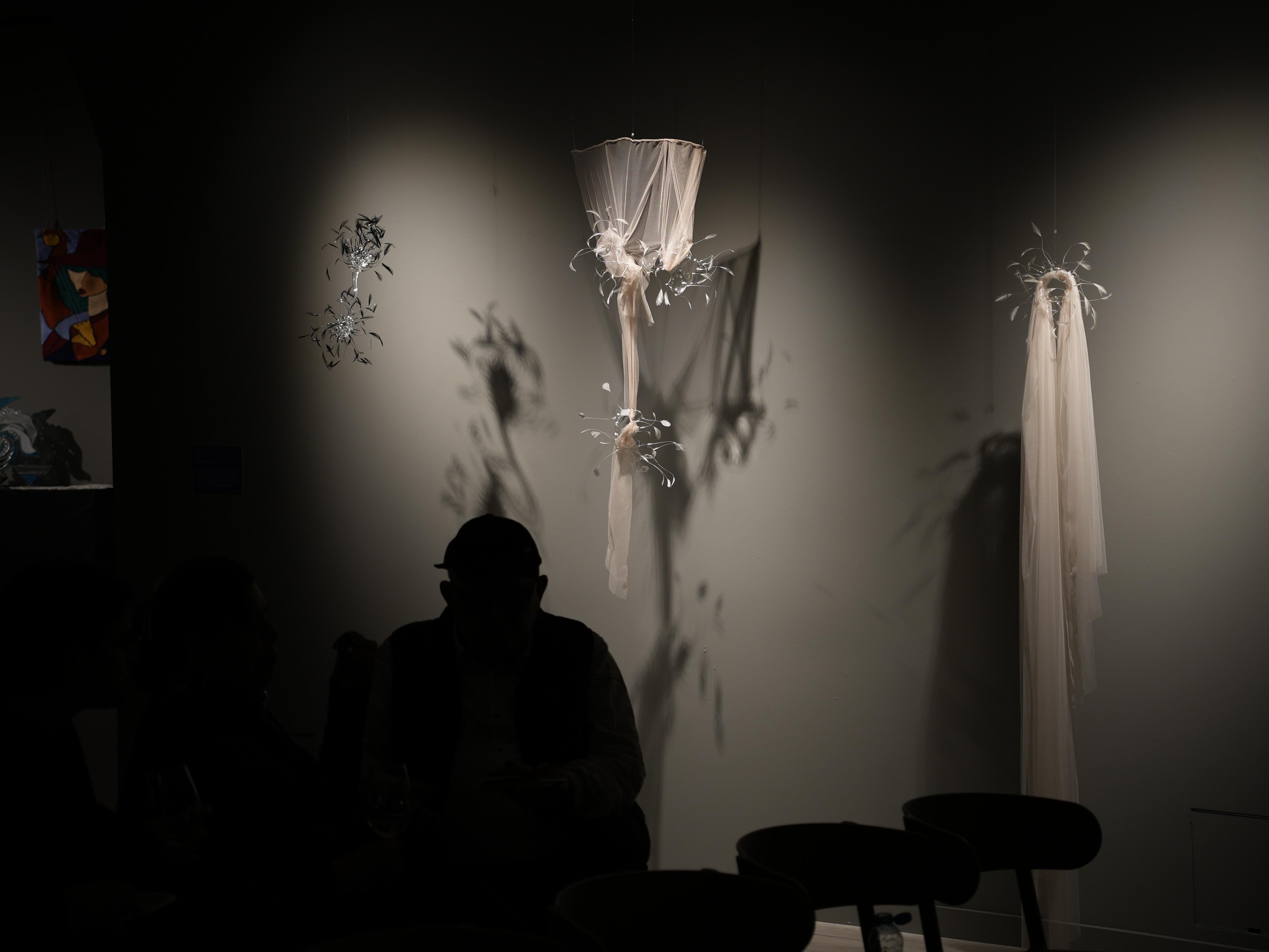 Contemporary Feather, Glass and Textile Installation by Vivian Alarcón For Sale 3