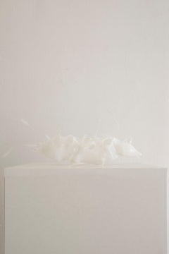 Vivian Alarcón Contemporary Abstract Glass and White Feather Sculpture Candere