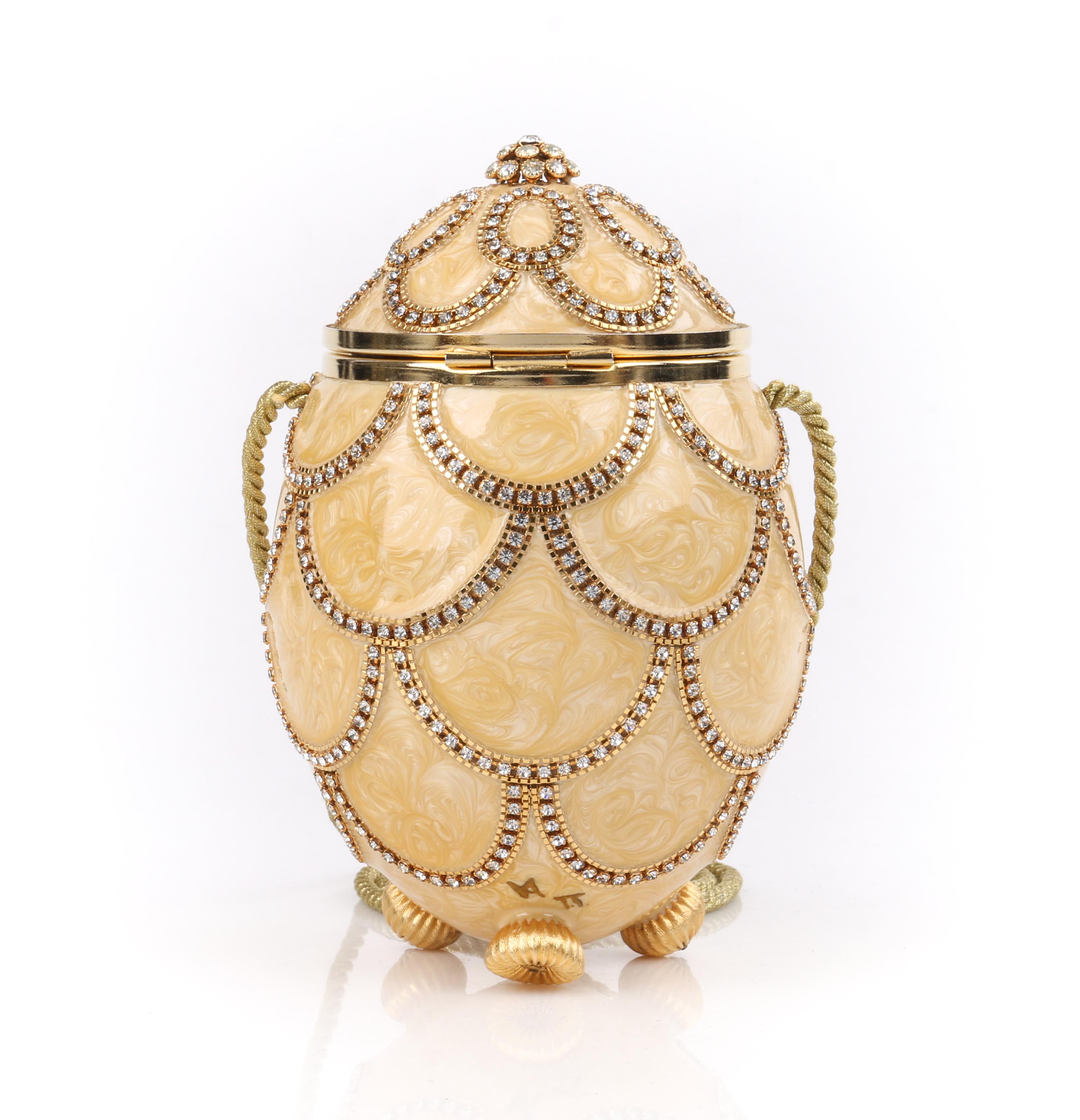 VIVIAN ALEXANDER c.1994 Gold Crystal Handmade Faberge Egg Minaudiére Purse In Good Condition In Thiensville, WI