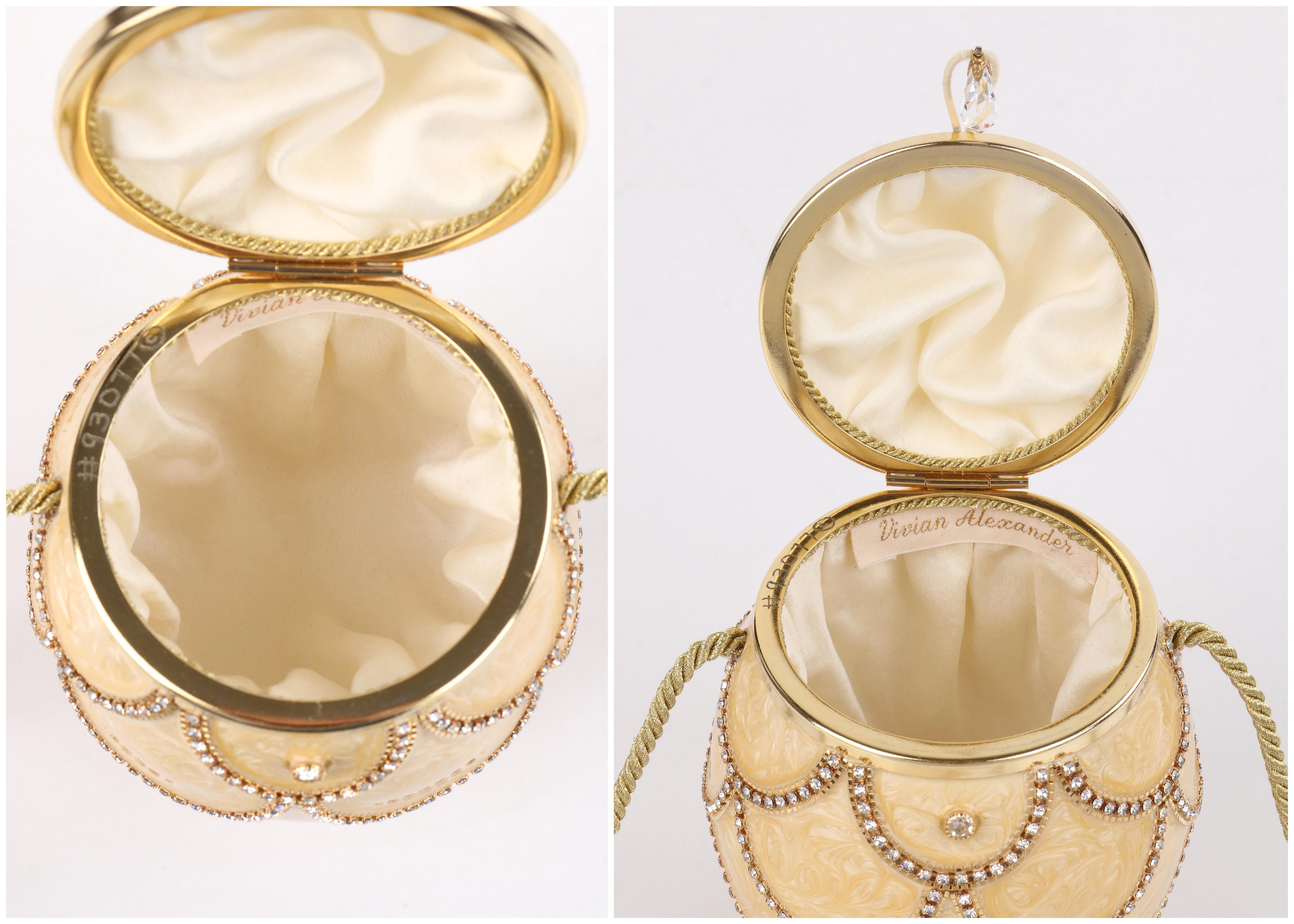 VIVIAN ALEXANDER c.1994 Gold Crystal Handmade Faberge Egg Minaudiére Purse 1