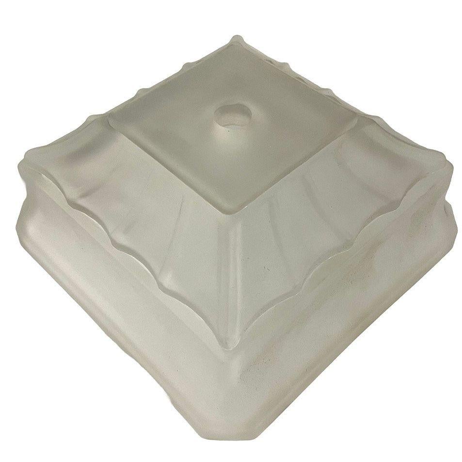 French Vivian Art Deco Geometric Square Satni Frosted Art Glass Light Up Lamp Base For Sale
