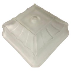 Vintage Vivian Art Deco Geometric Square Satni Frosted Art Glass Light Up Lamp Base