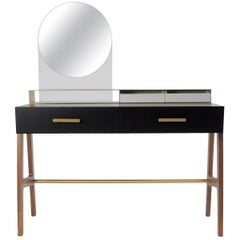 Vivian beauty desk and mirror, in lacquered oak by AccardiBuccheri for Medulum