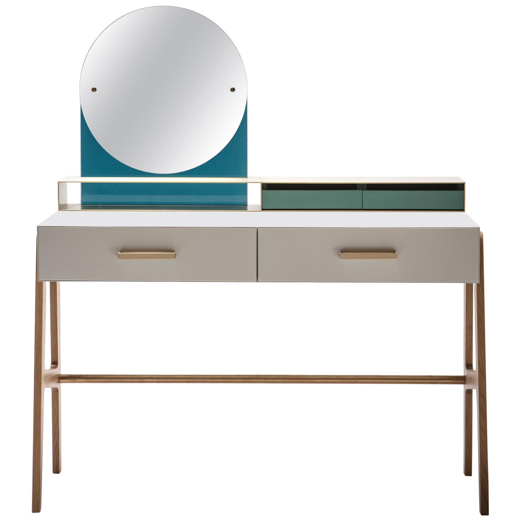 Escritorio Vivian Beauty, de latón, cristal y madera, de Accardi Buccheri para Medulum