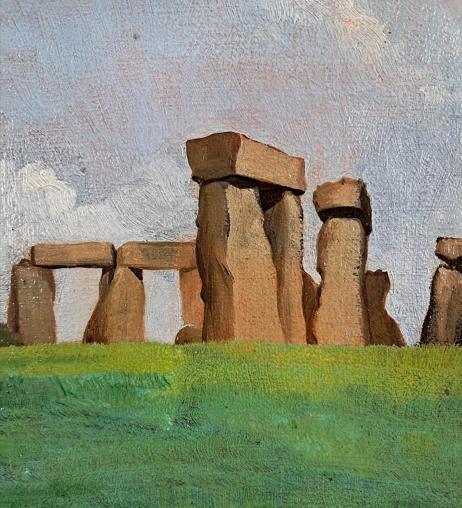 Un bellissimo olio su tavola raffigurante Stonehenge, opera dell'artista moderna britannica Vivian Bewick.

Uno studio di qualità eccellente su questo misterioso punto di riferimento dell'Età del Bronzo. Inscritta con i dettagli dell'artista sul