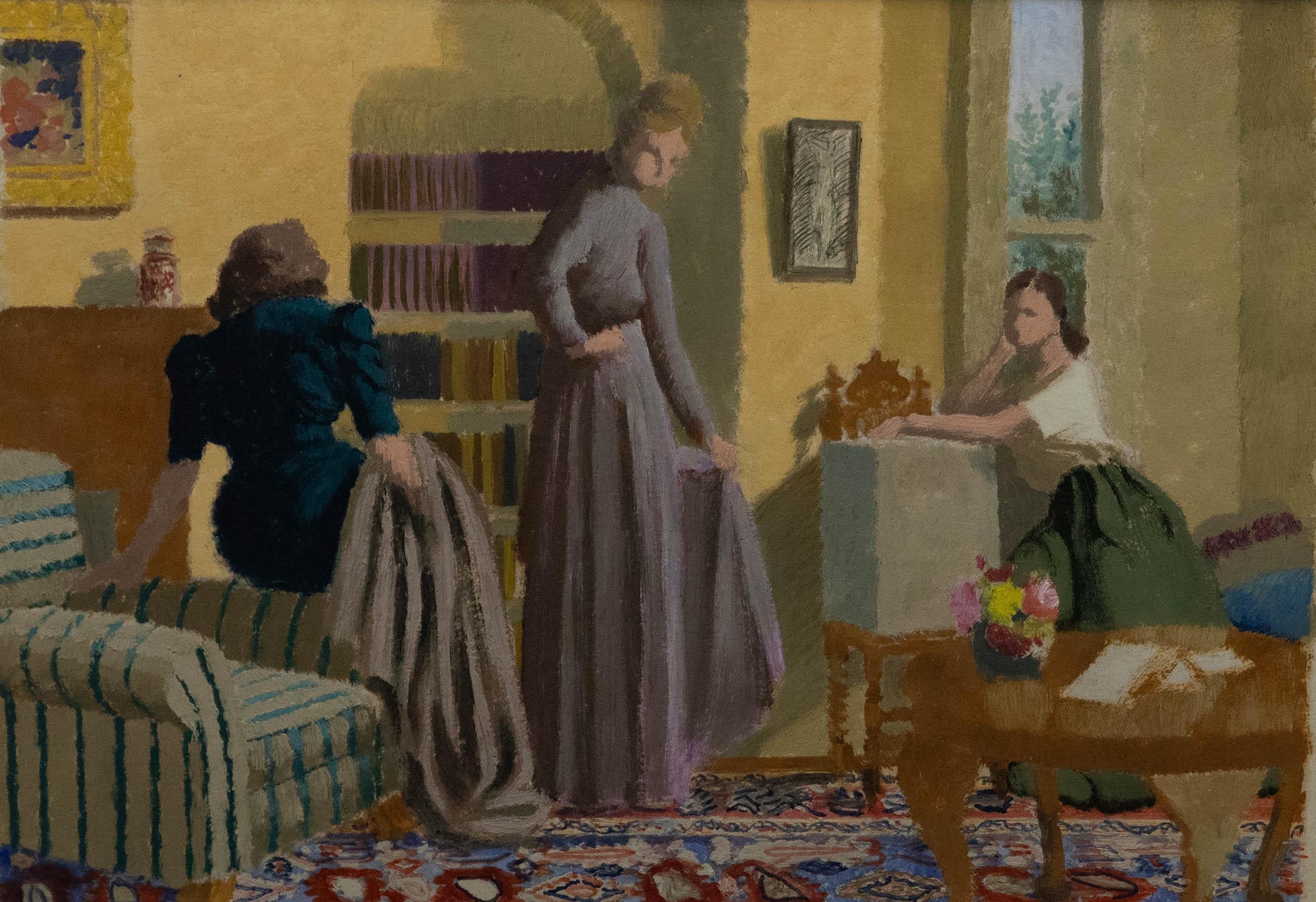 Vivian Bewick (1912-1999) - Mid 20th Century Oil, In the Drawing Room For Sale 1